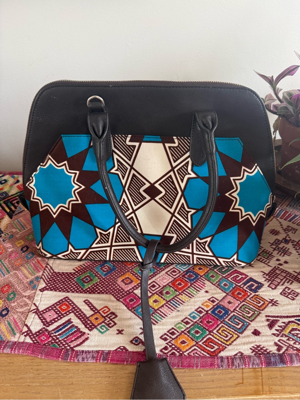 Women’s Blue Patterned Tote Bag - Stylish Everyday Carry